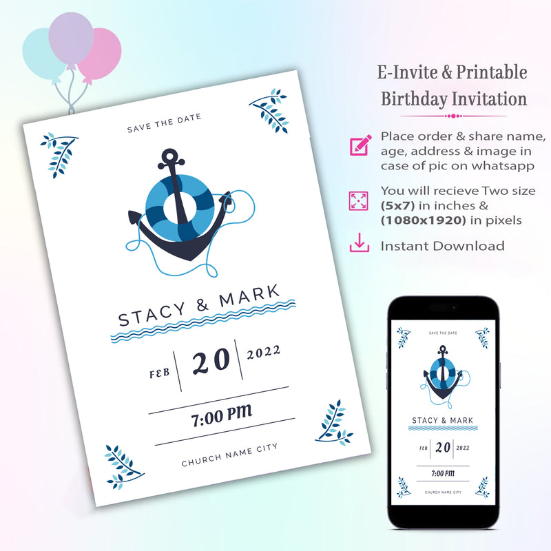 Nautical Theme Invitation for Birthday