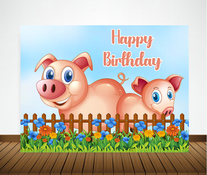 Peppa Pig Theme Birthday Party Backdrop