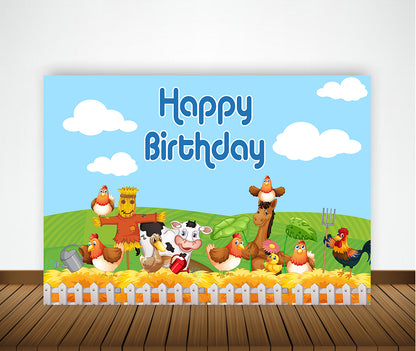 Farm Animals Theme Birthday Party Backdrop