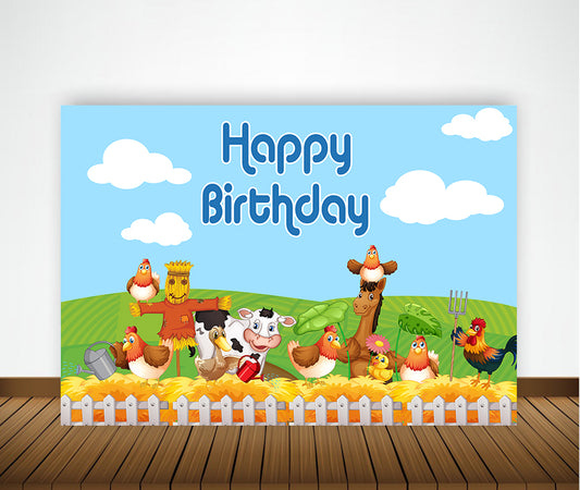 Farm Animals Theme Birthday Party Backdrop