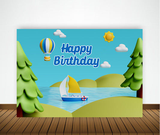 Hot Air Theme Birthday Party Backdrop