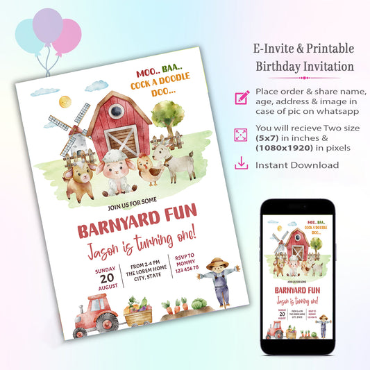 Farm Fresh Theme Invitation for Birthday