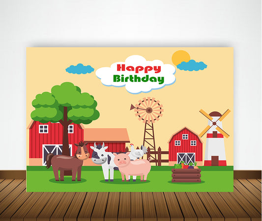 Farm Animals Theme Birthday Party Backdrop