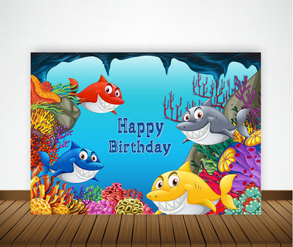 Baby Shark Theme Birthday Party Backdrop