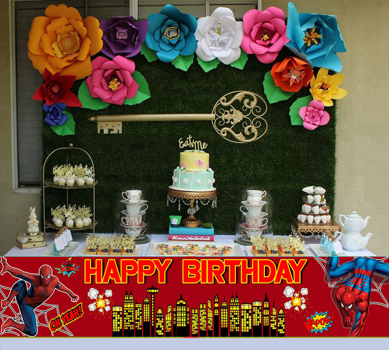 Spiderman Theme Birthday Long Banner for Decoration