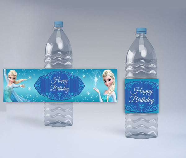 Frozen Theme Birthday Party Water Bottle Labels