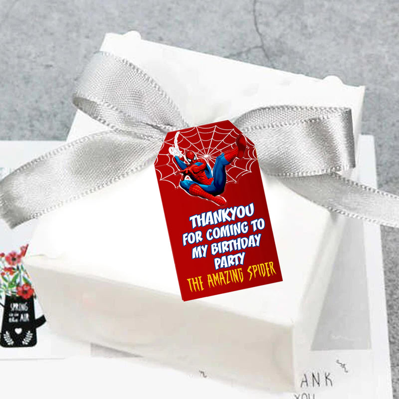 Spiderman Theme Birthday Party Thank You Gift Tags