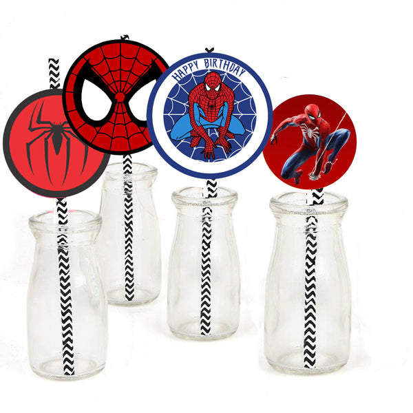 Spiderman Theme Birthday Party Straws