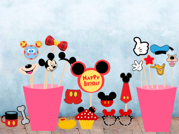 Mickey Mouse Theme Birthday Party Photo Booth Props Kit