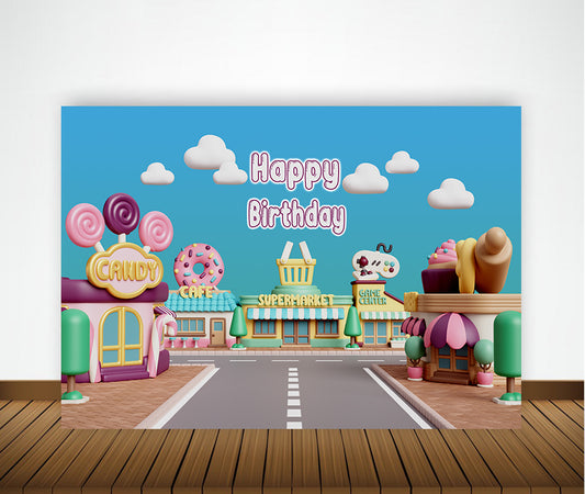 Candy Land Theme Birthday Party Backdrop