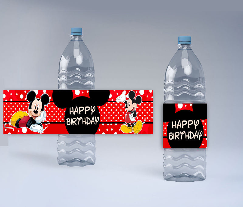 Mickey Mouse Theme Water Bottle Labels