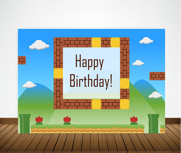 Super Mario Theme Birthday Party Backdrop