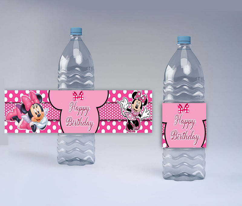 Minnie Theme Water Bottle Labels