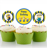 Minnion Theme Birthday Party Cupcake Toppers for Decoration