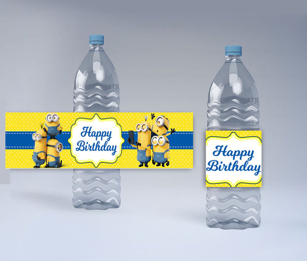Minnion Theme Water Bottle Labels