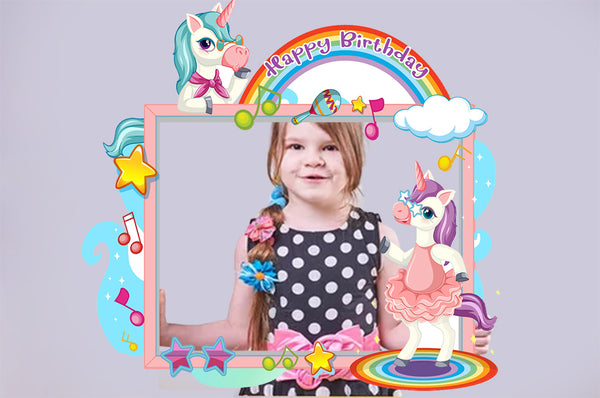 Unicorn Theme Birthday Party Selfie Photo Booth Frame