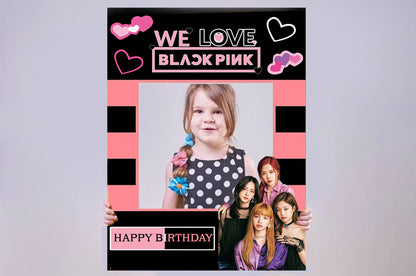 Black Pink Theme Birthday Party Selfie Photo Booth Frame