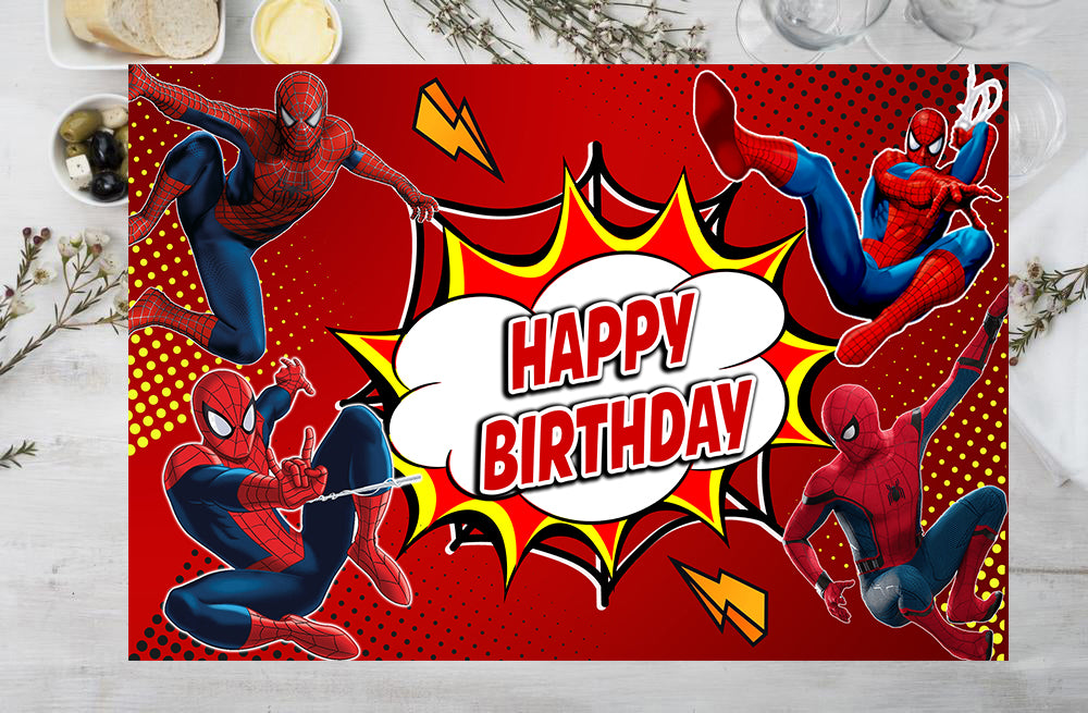 Spiderman Theme Birthday Party Table Mats