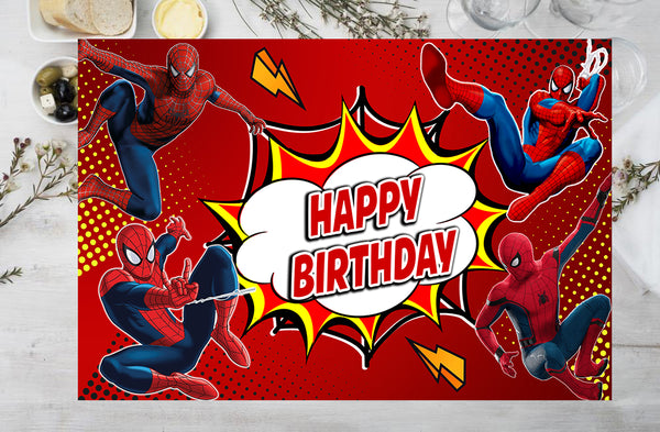 Spiderman Theme Birthday Party Table Mats