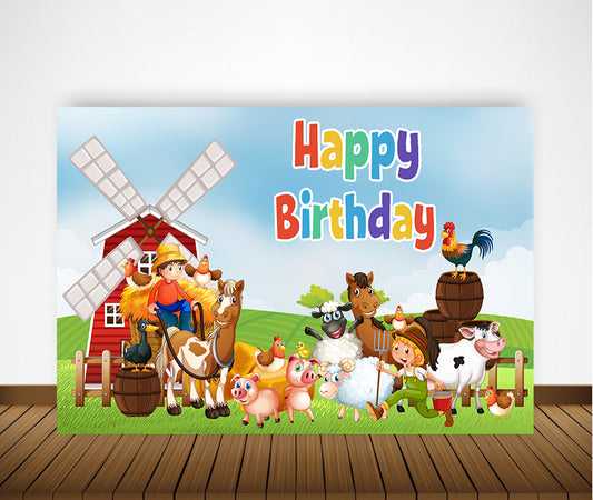 Farm Animals Theme Birthday Party Backdrop