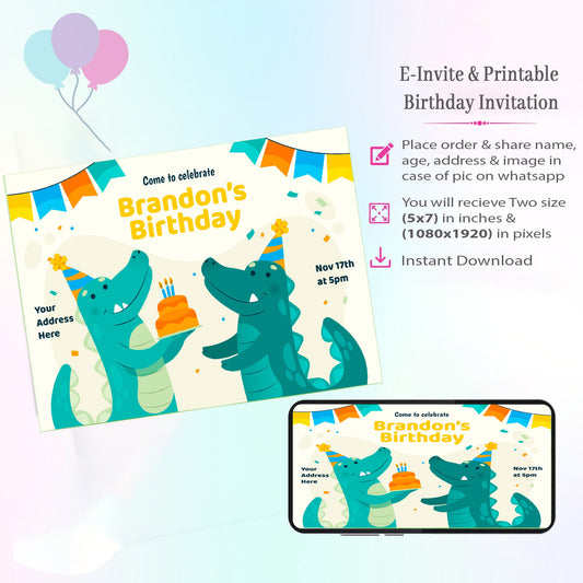 Dinosaur Theme Invitation for Birthday