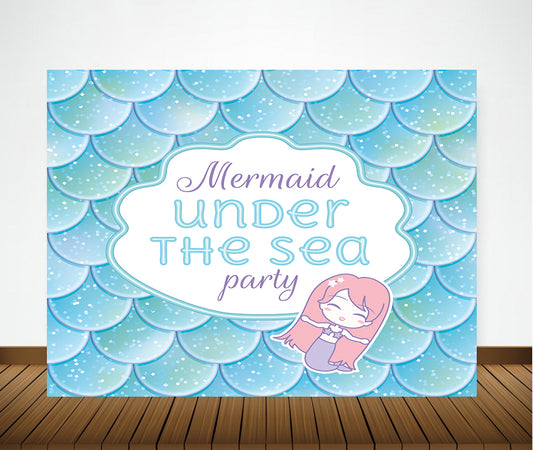 Mermaid Theme Birthday Party Backdrop