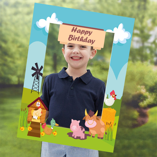 Farm Animal Theme Birthday Party Selfie Photo Booth Frame