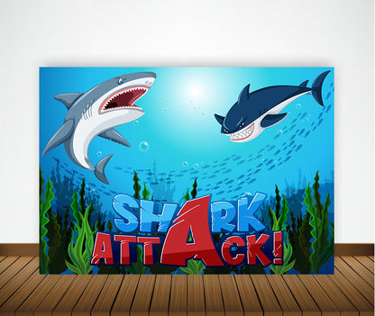 Baby Shark Theme Birthday Party Backdrop