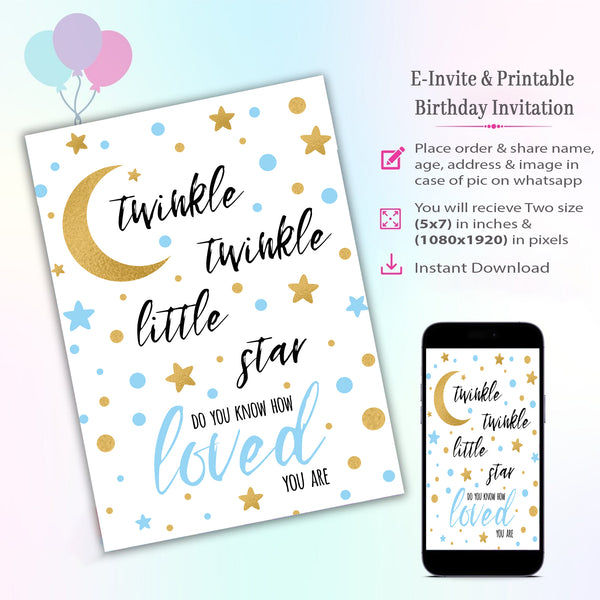 Twinkle Twinkle Theme Invitation for Birthday