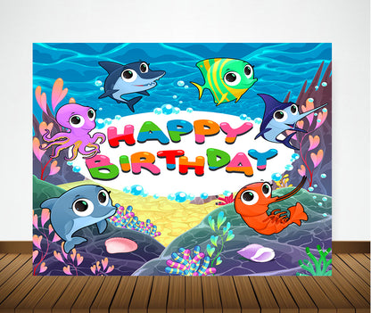 Baby Shark Theme Birthday Party Backdrop