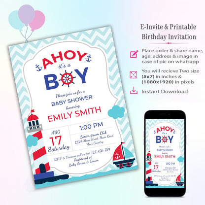 Nautical Theme Invitation for Birthday