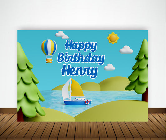 Hot Air Theme Birthday Party Backdrop