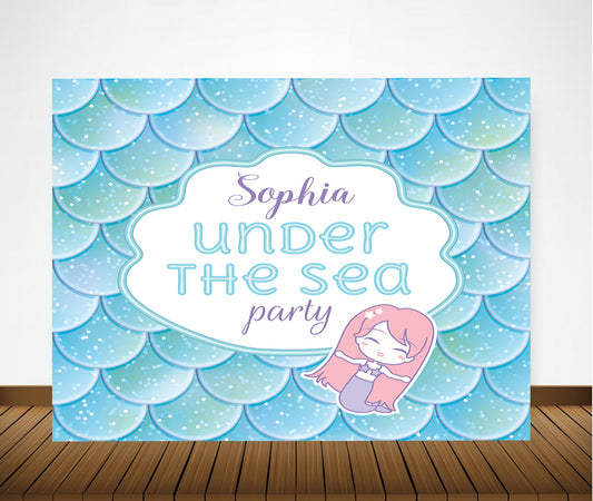 Mermaid Theme Birthday Party Backdrop