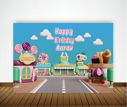 Candy Land Theme Birthday Party Backdrop
