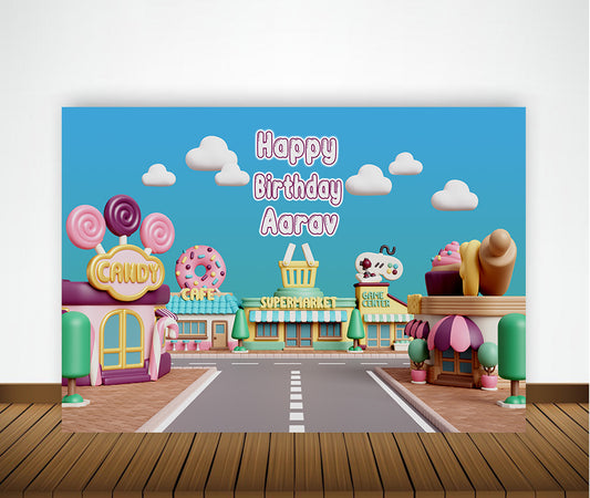 Candy Land Theme Birthday Party Backdrop