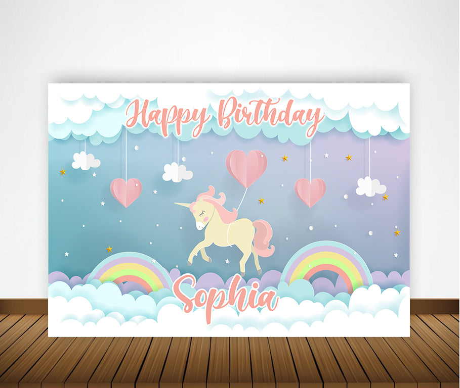 Unicorn Theme Birthday Party Backdrop