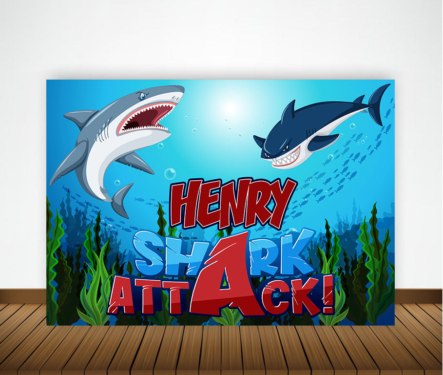 Baby Shark Theme Birthday Party Backdrop
