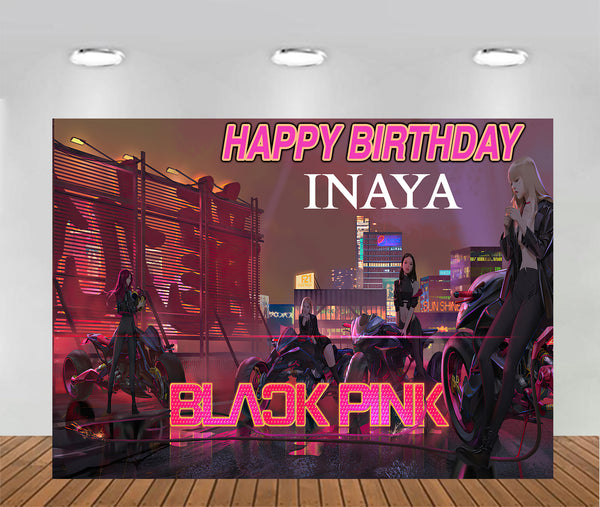 Black Pink Theme Party Backdrop