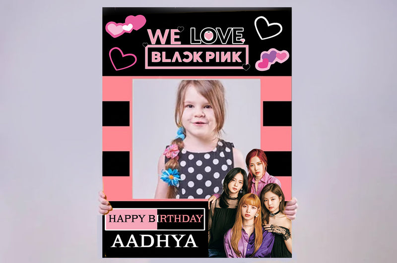 Black Pink Theme Birthday Party Selfie Photo Booth Frame