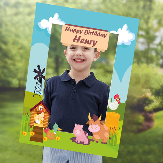 Farm Animal Theme Birthday Party Selfie Photo Booth Frame
