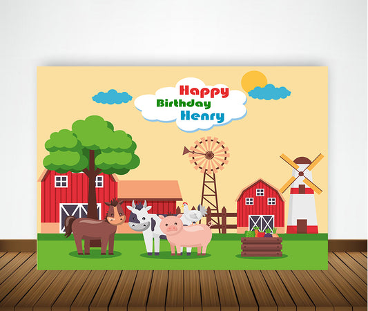 Farm Animals Theme Birthday Party Backdrop