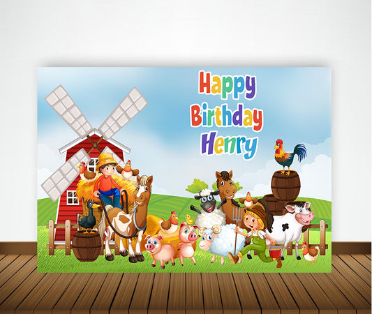 Farm Animals Theme Birthday Party Backdrop