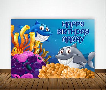 Baby Shark Theme Birthday Party Backdrop