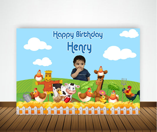 Farm Animals Theme Birthday Party Backdrop