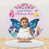 Butterfly Theme Round Birthday Party Backdrop