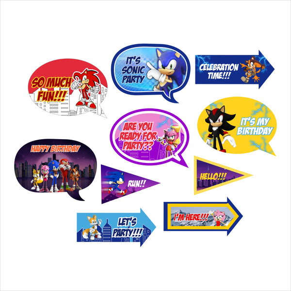 Sonic Theme Birthday Party Photo Booth Props Kit