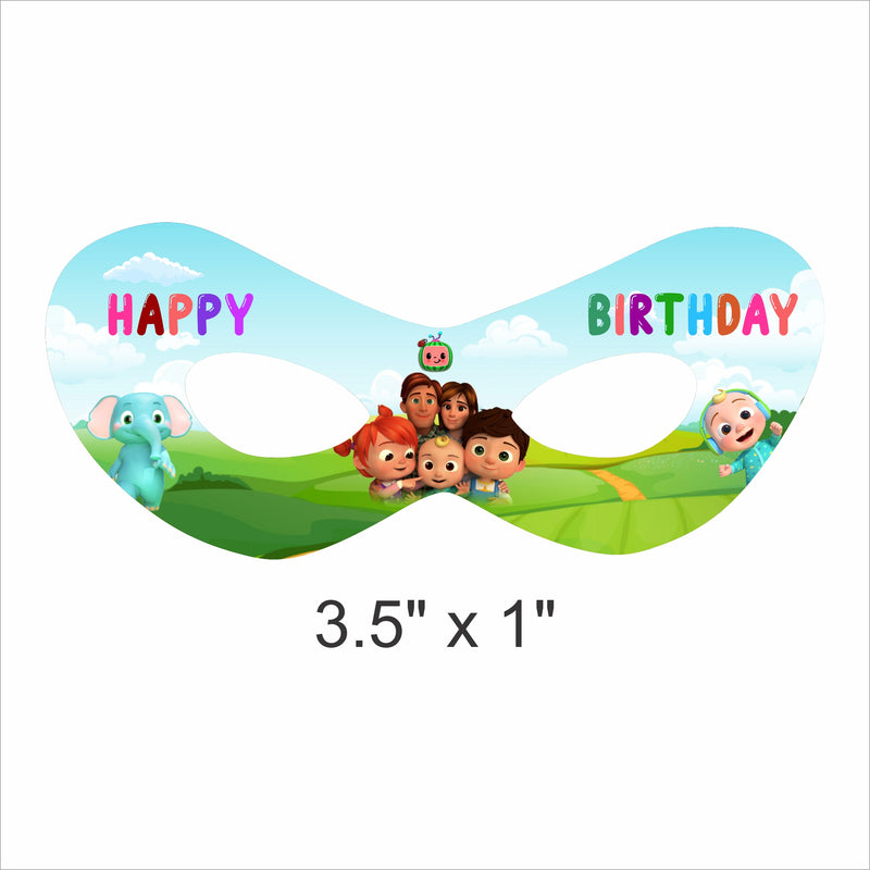 Cocomelon Theme Birthday Party Eye Masks For Kids