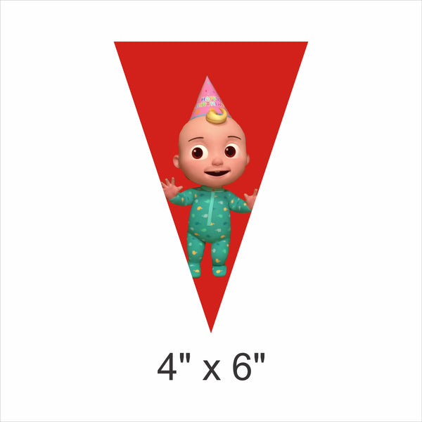 Cocomelon Theme Birthday Party Triangle Flag Banner For Decoration