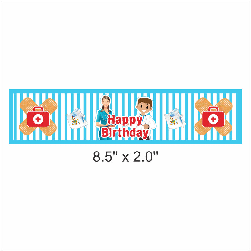 Doctor Theme Birthday Party Water Bottle Labels