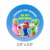 Super Mario Theme Birthday Party Thank You Gift Tags